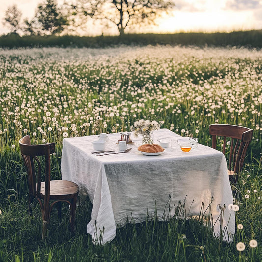 Heavy linen tablecloth for dinning table in striped, designer flax table cloth Retangle Square or Round in natural linen or other colors