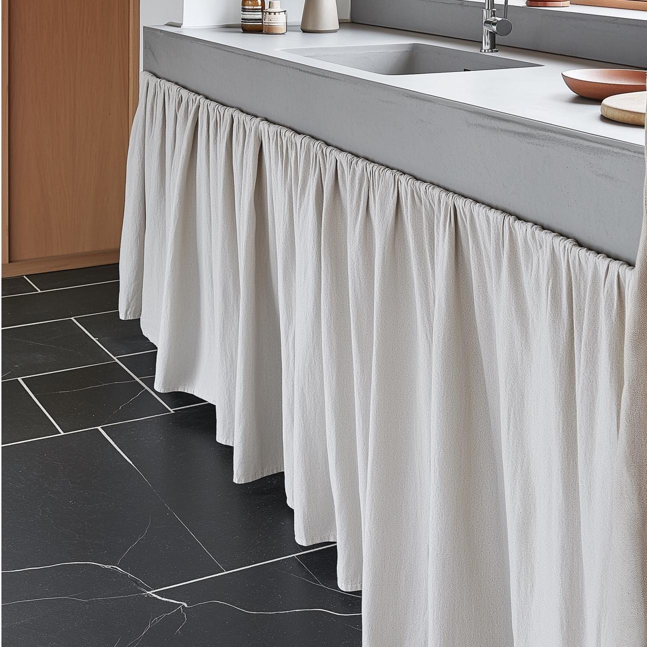 Linen Valance natural Farmhouse Pure linen window treatment - Living room Cafe Kitchen window panel -  farmhouse sink curtains in navy blue