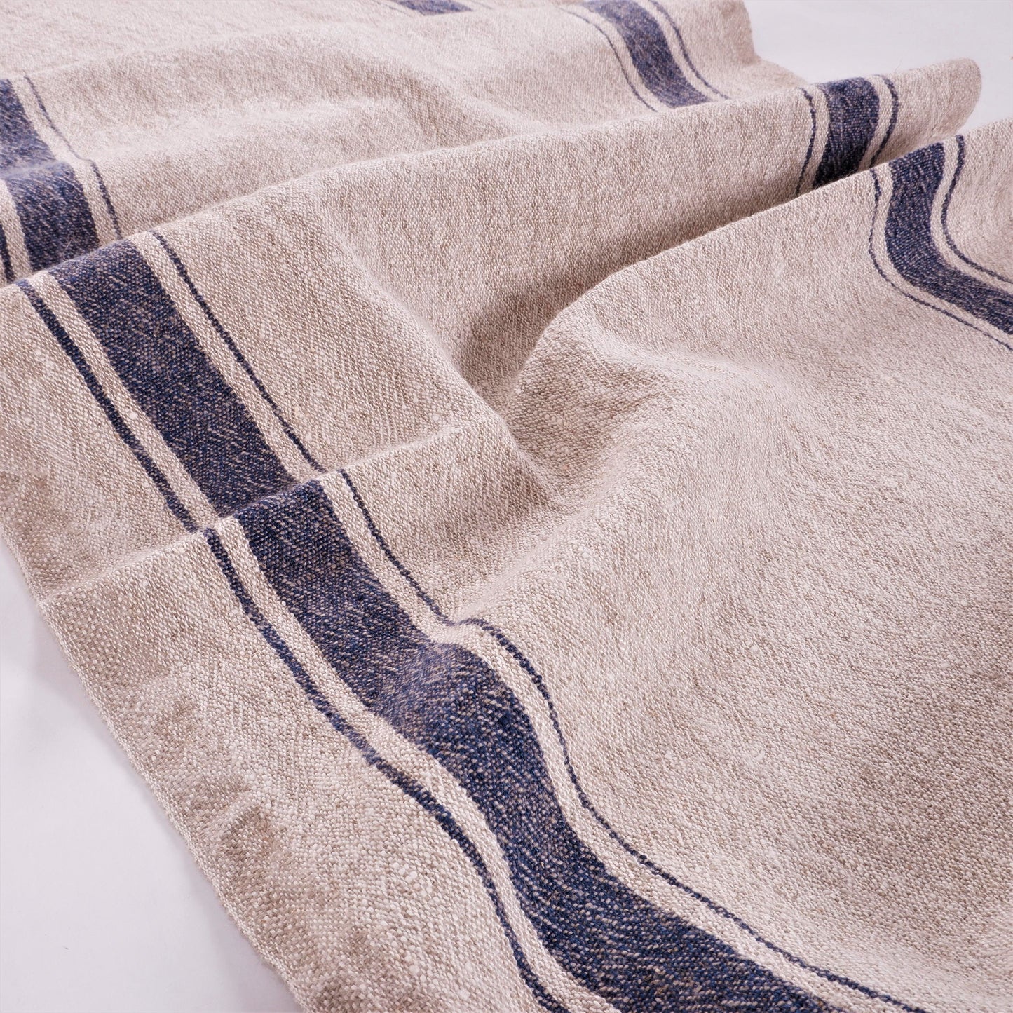 Linen runner - french sack linen - Grey black striped Rustic linen Cottage farmhouse country style linen -Stonewashed 100% linen rustic