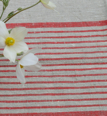 100% Linen tablecloth striped PREWASHED French table cloth, rustic rectangle square oval table, country style tablecloth Sack weave linen