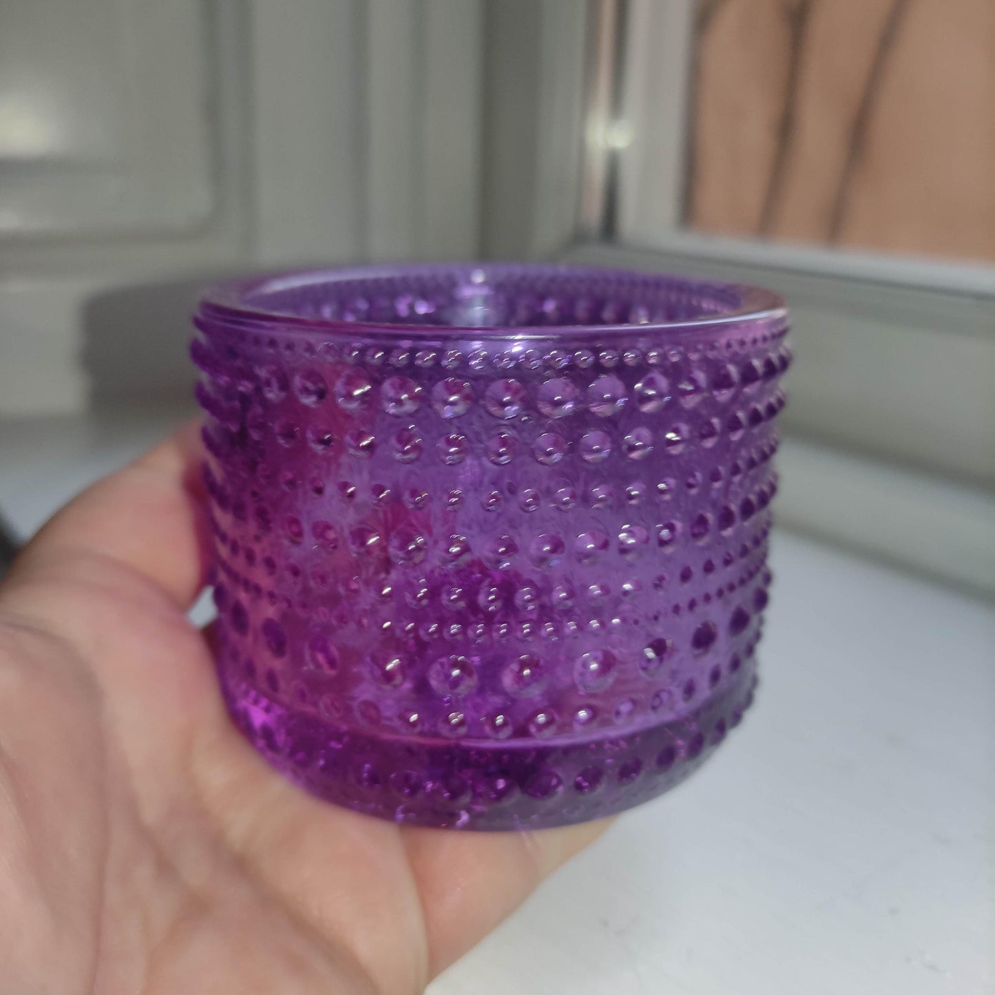 Iittala Kastehelmi amethyst - Tealight candleholder- candle holder -  Finnish glass design Vintage  - green white red yellow  - candleholder