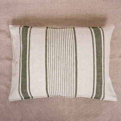 Striped linen pillowcase Standard queen kin, body euro sham custom size pillow. French Vintage Cottage natural striped Grainsack pillow case