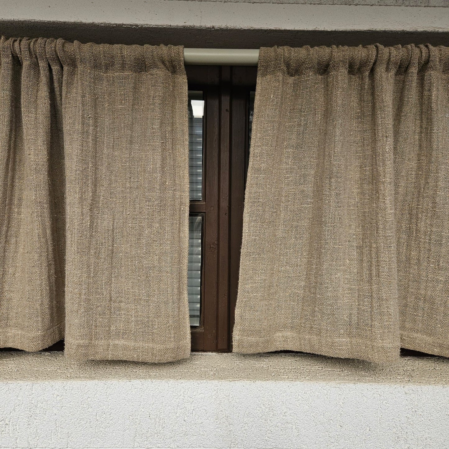 white grain sack Cafe Curtains, burlap Farmhous window panel, Living room Cafe Kitchen window curtain custom size