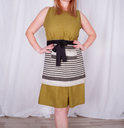 Garcon apron 100% Linen - french grain sack flax - natur black -  Softened Gardening Kitchen Apron -  Daily life apron
