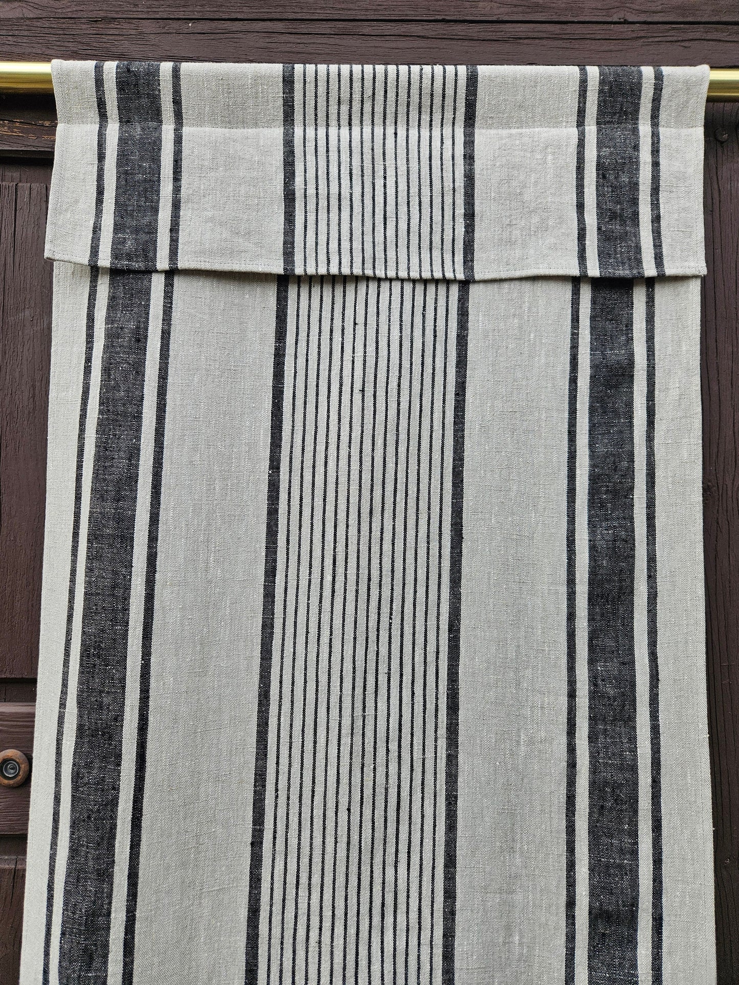 grey French Door Curtain 1 Panel  - french stripes linen curtains roman blinds