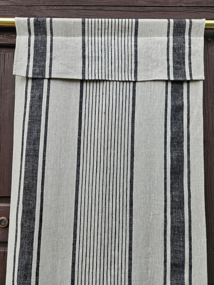 grey French Door Curtain 1 Panel  - french stripes linen curtains roman blinds