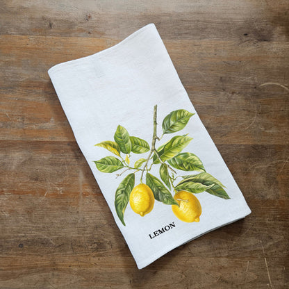 Lemon fruit tree Tea Towel in linen, Botanical hand Towels Tea in linen, Citrus Dish Towel  Kitchen Décor Tea Towel in linen