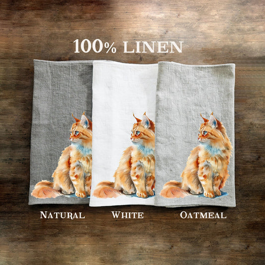 Cat kitchen Towel in linen, hand Towels Tea in linen,  pets Dish Towel  Kitchen Décor Tea Towel in linen