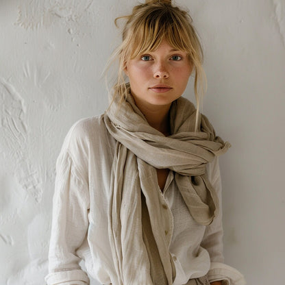 Linen Scarf in blue or others 40 colors, undyed organic pure linen scarf unisex. Gift ideas Pure linen Natural flax