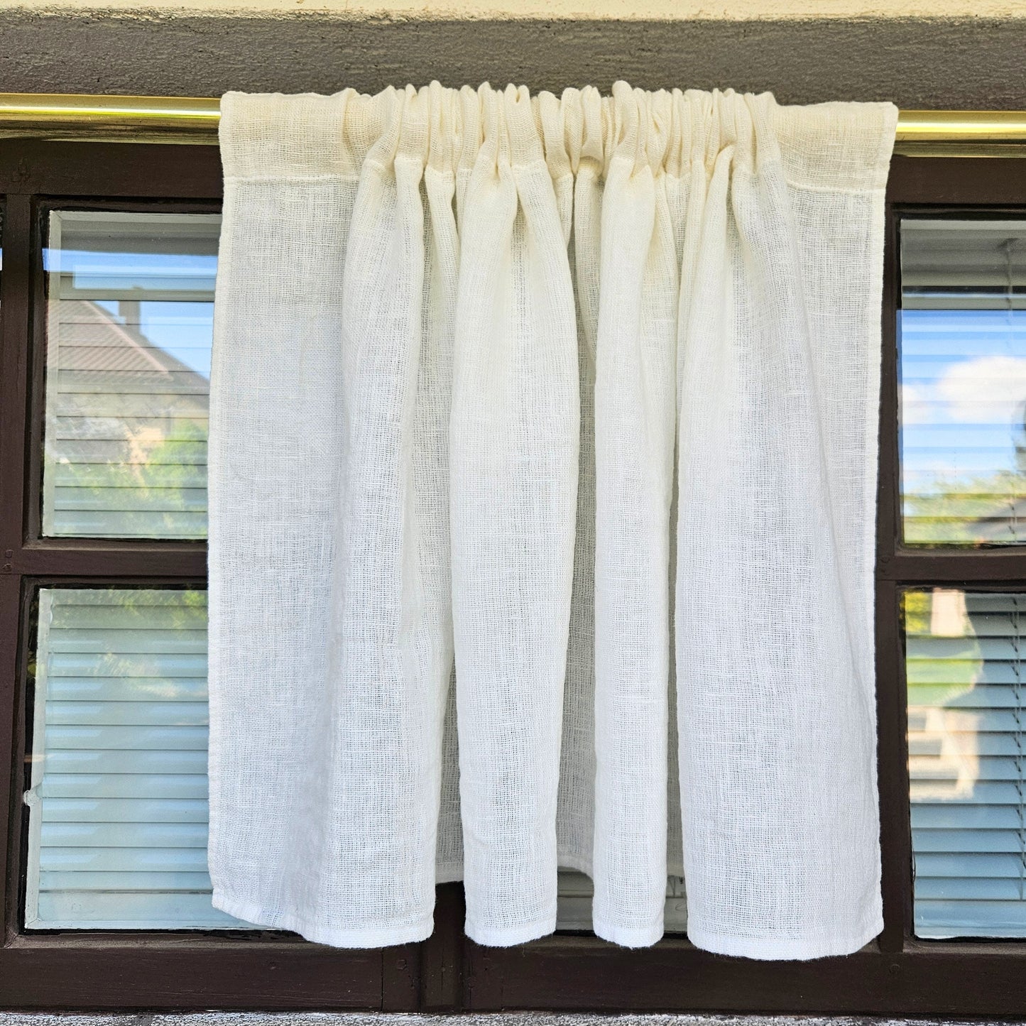 Curtains 100% Linen striped PREWASHED  - window panel. kitchen Living room farmhouse curtains. Grain Sack flax. Bedroom