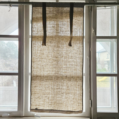 Linen curtains valance with tie up, farmhouse kitchen curtains in natural, door curtains with ties in custom size