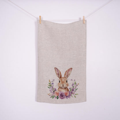 Påskhandduk i linne - Påskägg Handdukar Te - Diskhandduk med lantlig blommig design - Köksinredning Östra kökshandduk