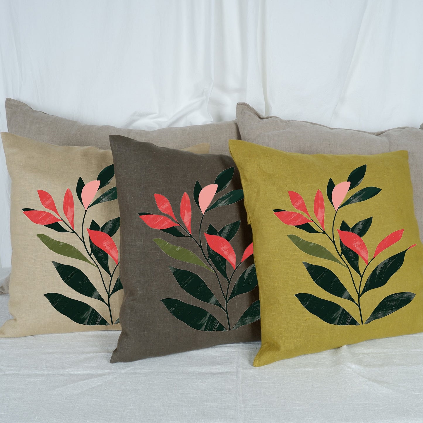 SALE LINEN Cushion cover Modern Contemporary art, decorative linen pillow cover , Boho Summer decor Cushion Housewarming Gift