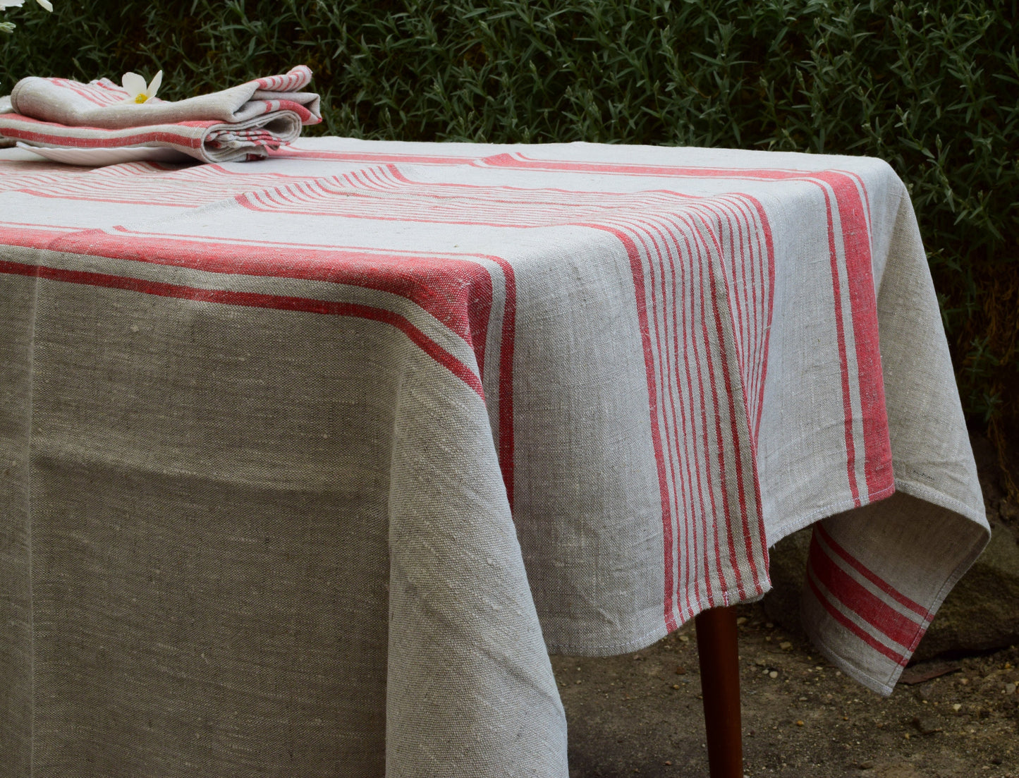 100% Linen tablecloth striped PREWASHED French table cloth, rustic rectangle square oval table, country style tablecloth Sack weave linen