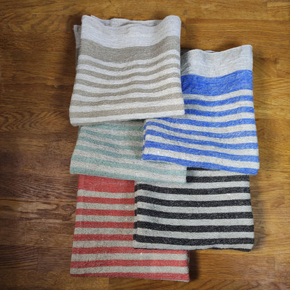 Stonewashed linen tea towel. STRIPED  - heavy soft flax fabric. hand towel. kitchen Dish towel