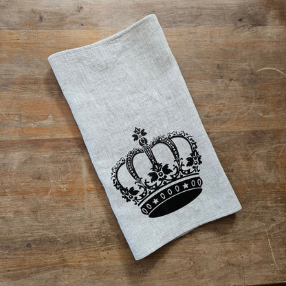 Crown Farm Tea Towel in linen,  Hand Towels Tea, Farmhouse Floral Dish Towel,  Kitchen Décor Eastern Kitchen Tea Towel