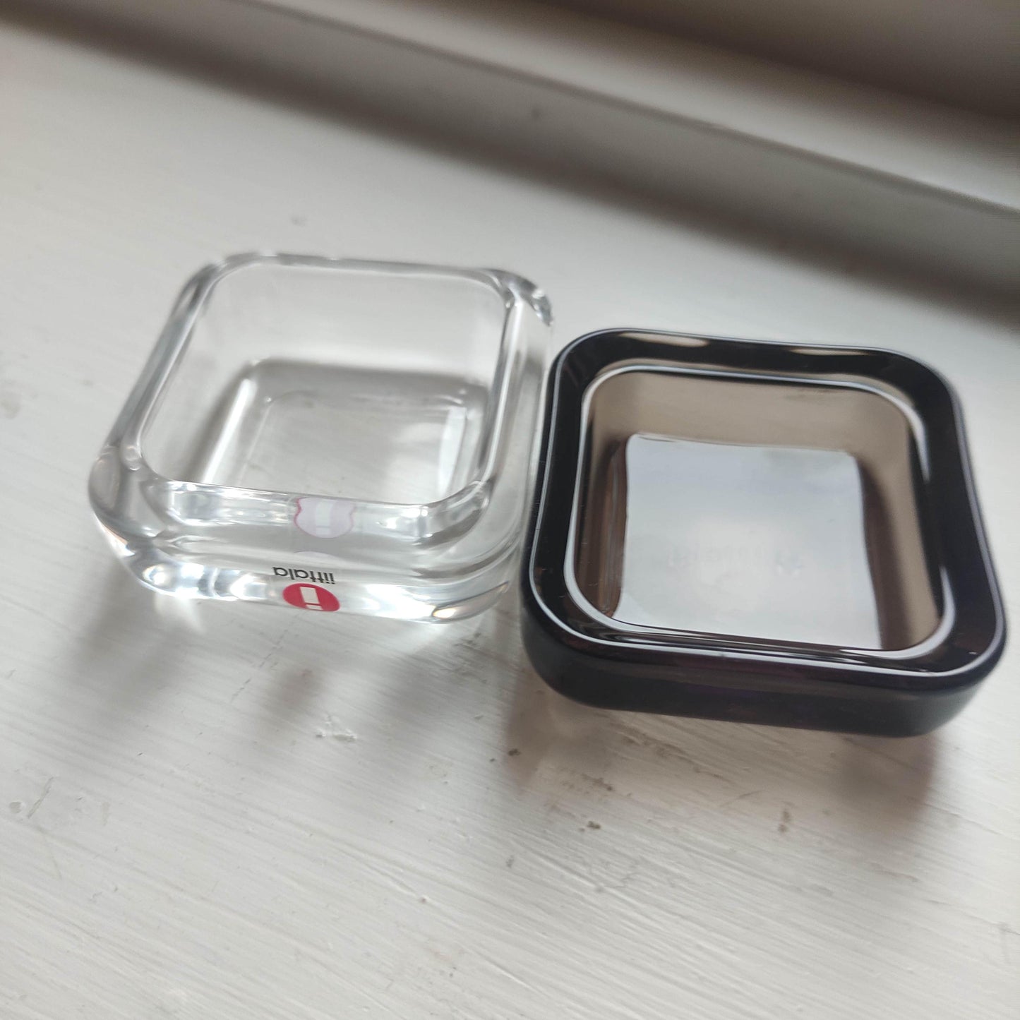 Iittala: VITRIINI Series -  Small Jewelry Box - clear brown glass jewelry box Finnish design Vintage