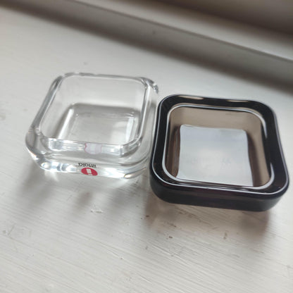 Iittala: VITRIINI Series -  Small Jewelry Box - clear brown glass jewelry box Finnish design Vintage