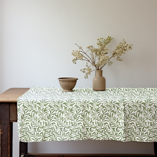 Linen foral tablecloth with birds, william Morris Willow tablecloth, arts and crafts movement tablecloth Victorian  William Morris Bought