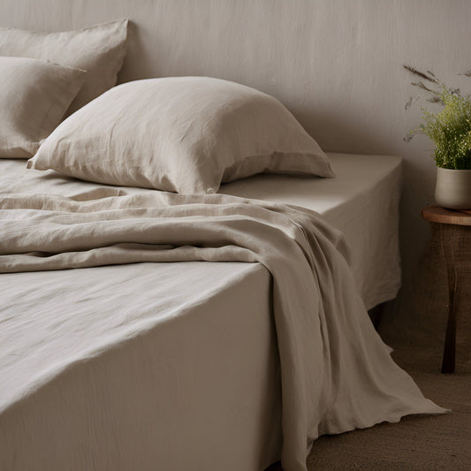 Naturligt linnelakan, Lakan i specialstorlek, Handgjort mjukt linnelakan, Sängkläder i tvättat linne, Queen size, King size, Dubbelsäng,