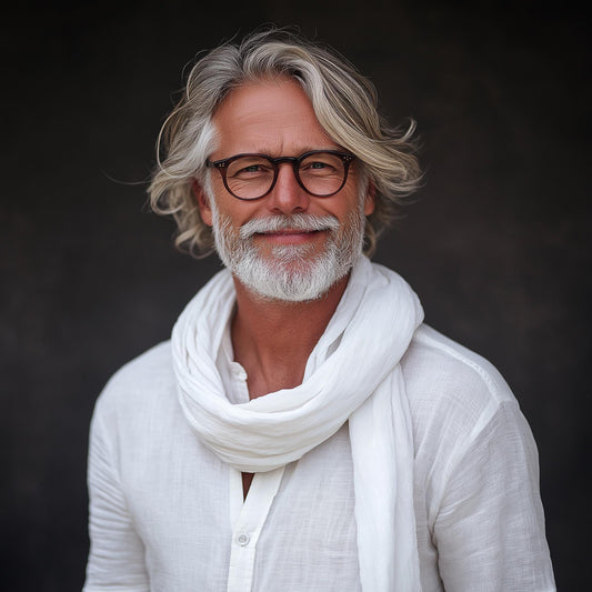 Linen Scarf in blue or others 40 colors - white organic pure linen scarf unisex - Gift for friend husband lover son collegue father
