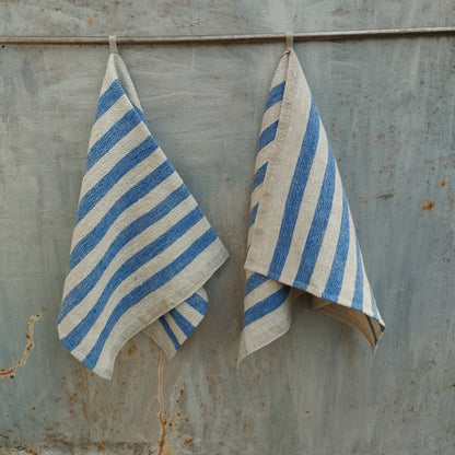 Linen towel Stonewashed STRIPEN  - heavy soft flax fabric hand towel, kitchen Dish towel in stripes