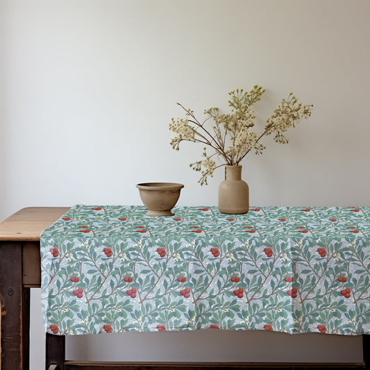 linen tablecloth with William Morris print Arbutus
