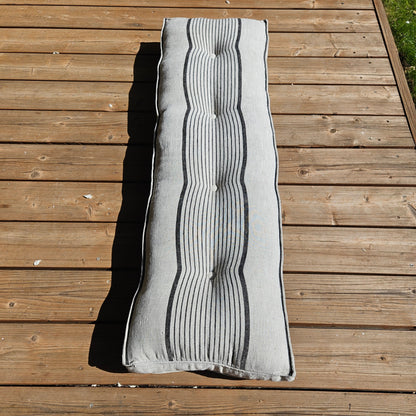 Bench cushion in French striped linen,  floor cushion in Custom size, shikibuton thick mat Shiki futon filled organic fiber filler