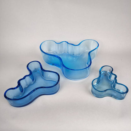 Iittala Alvar Aalto  - bowl or candle holder  - scandinavian vintage design. Blue