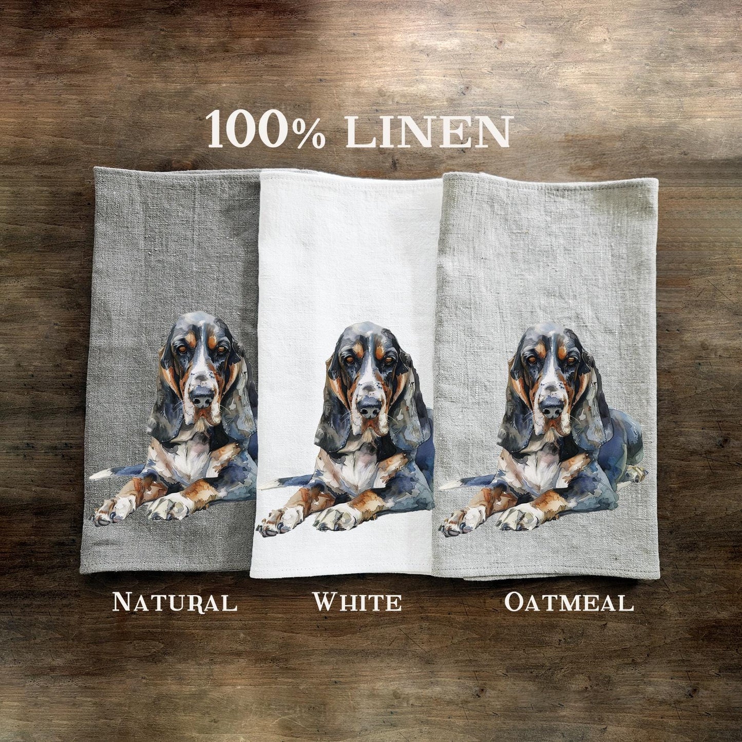 dog Tea Towel in linen, Dog lovers Hand Towels Tea, Farmhouse Dish Towel,  Kitchen Décor Tea Towel