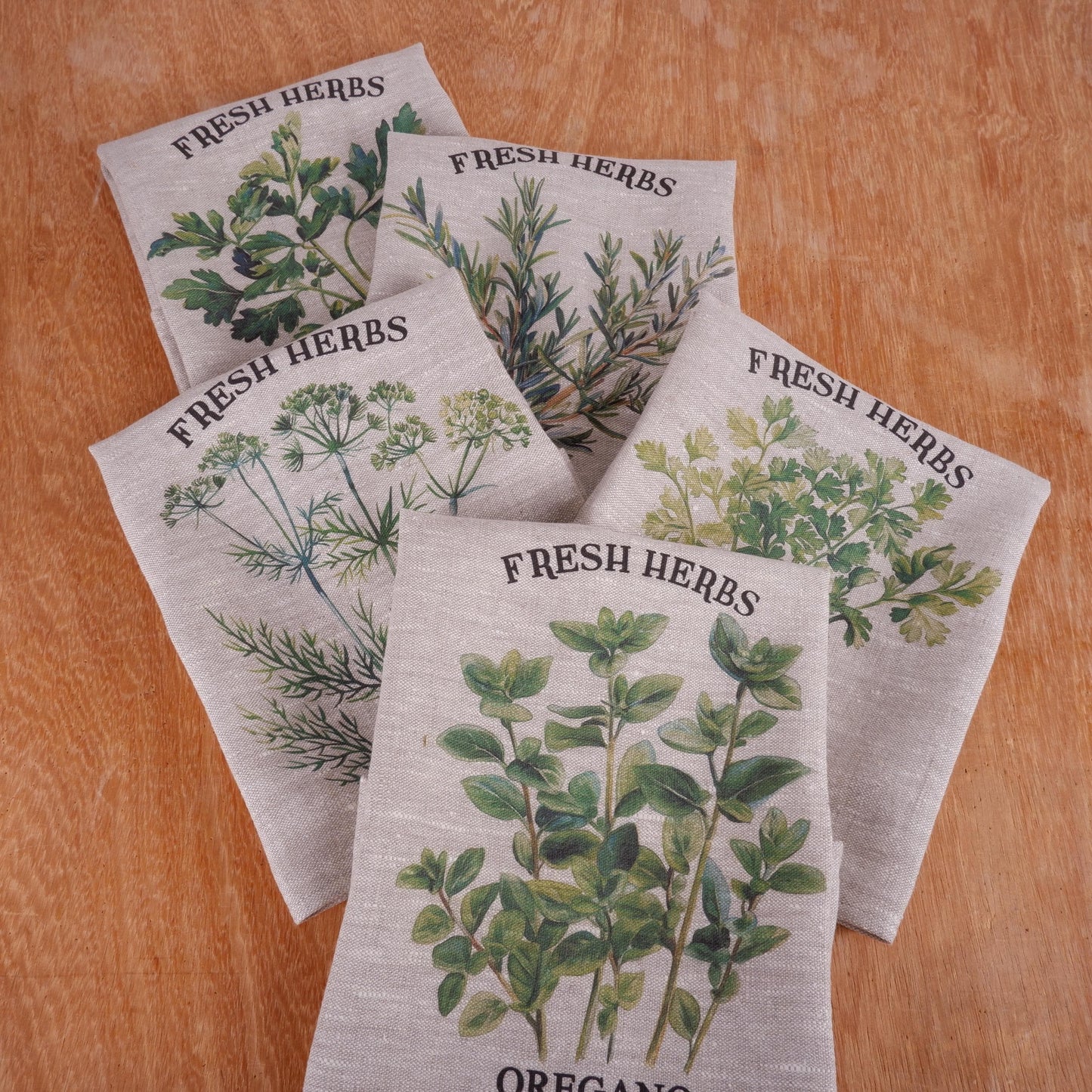 Hand Towels Tea with French country herbs - Farmhouse Floral greenery Décor Kitchen Dish Tea Towel - Rosemary Floral Tea Towel in linen