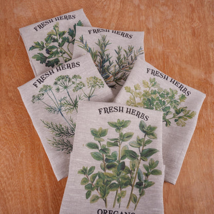 Hand Towels Tea with provence herbs - Farmhouse Floral greenery Kitchen Décor Kitchen Dish Tea Towel - Rosemary Floral Tea Towel in linen -