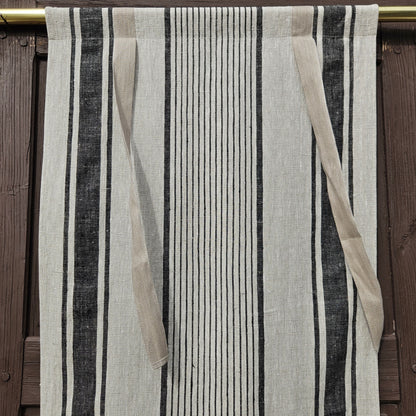 Striped Linen curtains valance with tie up , french farmhouse kitchen door curtains  in custom size