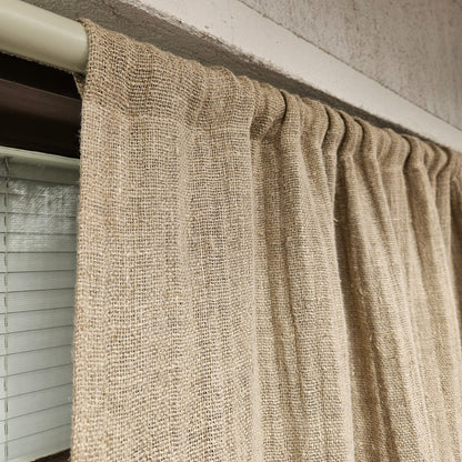 Natural grain sack Cafe Curtains, burlap Farmhous window panel, Living room Cafe Kitchen window curtain custom size