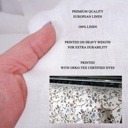 Golden lilly Tea Towel in linen - William Morris floral blossom print Hand Tea towels - Farmhouse Dish Décor Kitchen Towel