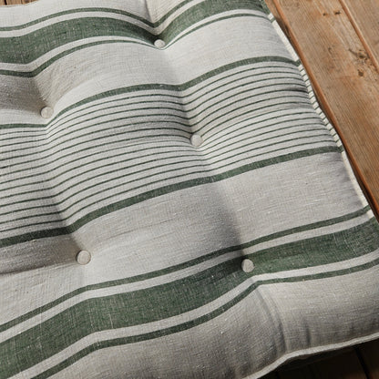 Bench cushion in French striped linen,  floor cushion in Custom size, shikibuton thick mat Shiki futon filled organic fiber filler