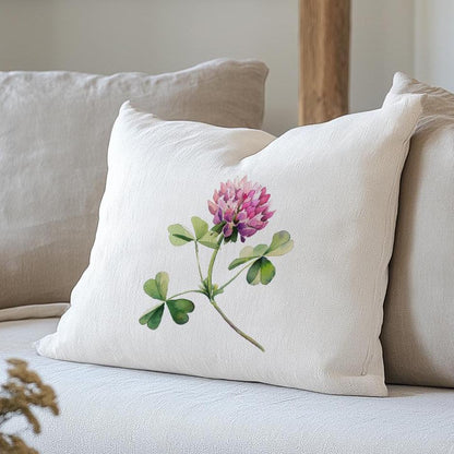 linen pillowcase in custom size pillow cover in neutral colors with CLOVER print - French linen Vintage Cottage Farmhouse cushion cover