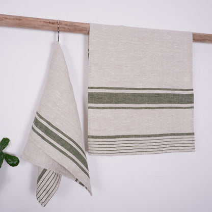 French striped linen towels, Farmhouse linen kitchen towels, Sauna Spa linen towels, Thick linen ttea towels, Natural linen hand towels