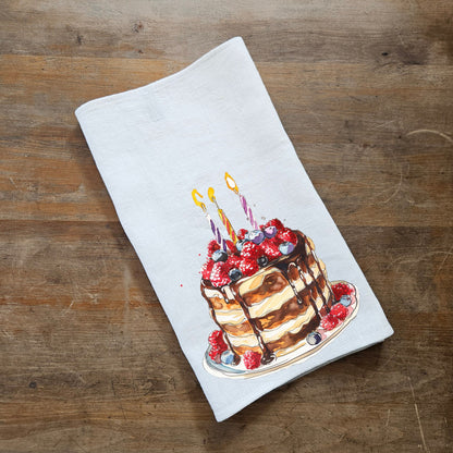 Birthday Towel Gift kitchen towels in linen, Birthday Towel Gift Girlfriend Birthday Gift, Floral Birthday Tea Towels, Birthday Dish Towel