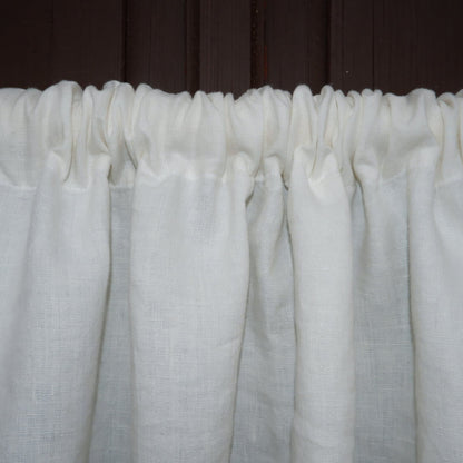 Custom size  Valance WHITE with laces, Farmhouse Pure linen window treatment, Living room Cafe Kitchen window panel, farmhouse curtains