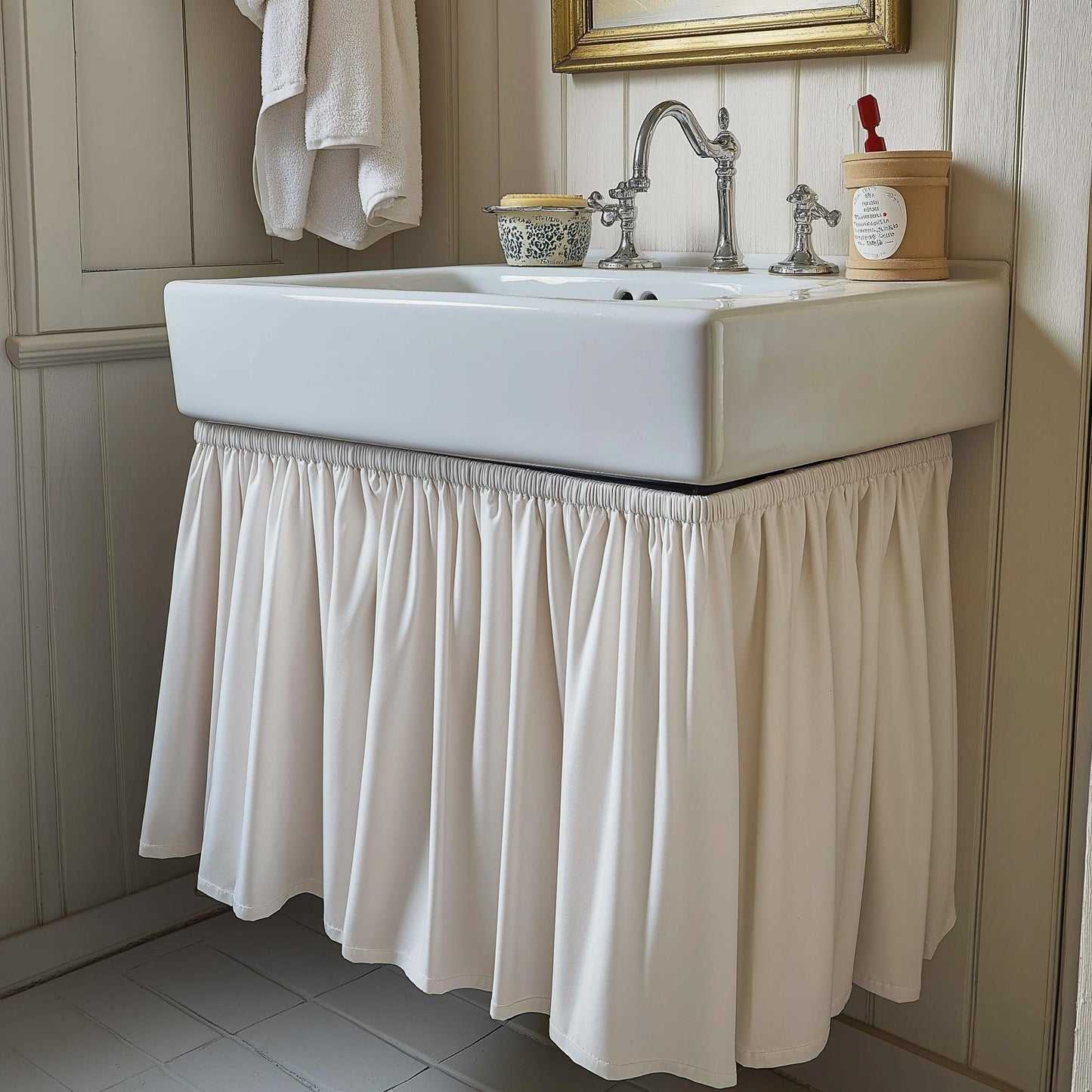 Custom Sink Skirt with velcro - Handmade Sink or Fireplace Curtain - Custom Sizes Linen Valance farmhouse sink curtains
