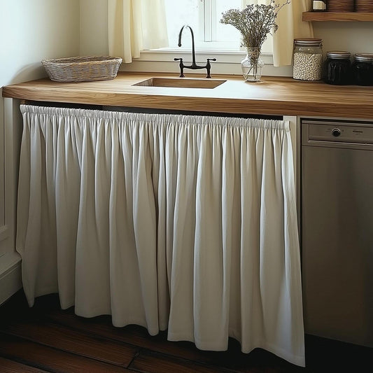 Linen Valance natural Farmhouse window treatment, Living room Cafe Kitchen window panel, farmhouse sink curtains in white or other color
