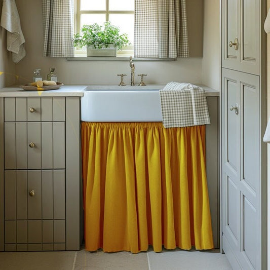 Linen Valance natural Farmhouse Pure linen window treatment - Living room Cafe Kitchen window panel -  farmhouse sink curtains in mustard
