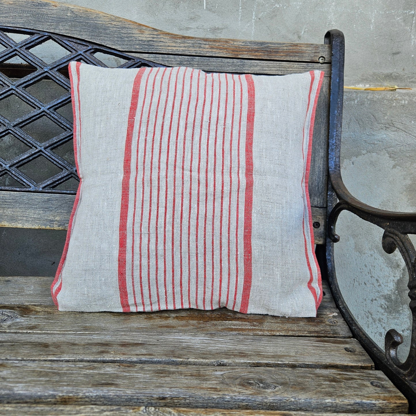 Striped pillowcase in french stripes linen in custom size, standard queen king body euro sham pillow cover. French Provance Cottage style