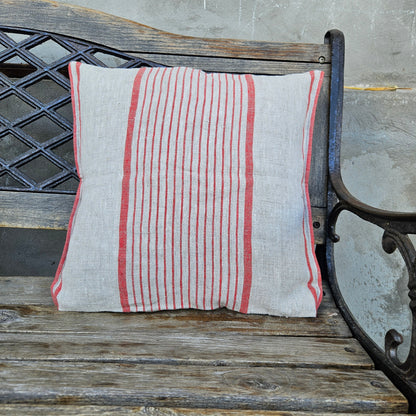Striped pillowcase in french stripes linen in custom size, standard queen king body euro sham pillow cover. French Provance Cottage style
