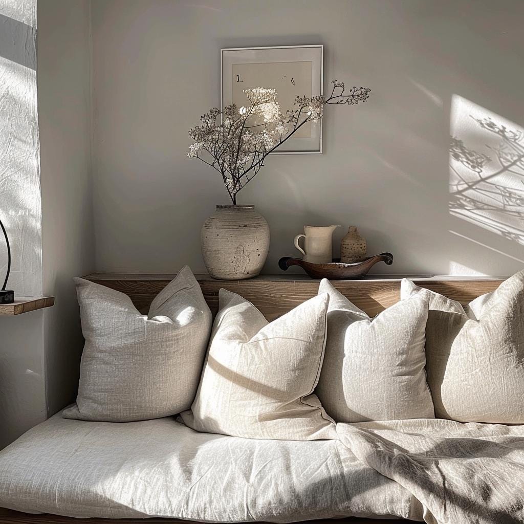 linen pillowcase in custom size pillow cover in neutral colors with CLOVER print - French linen Vintage Cottage Farmhouse cushion cover