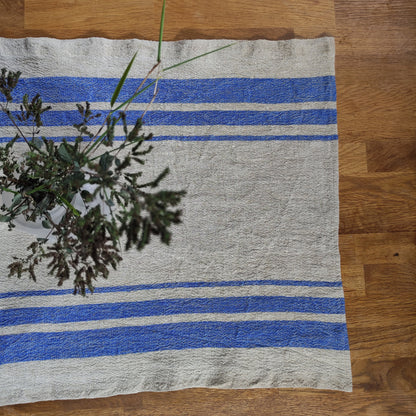 Linen runner - french sack linen. Grey black striped Rustic linen Cottage farmhouse country style linen. Stonewashed. 100% flax Burlap