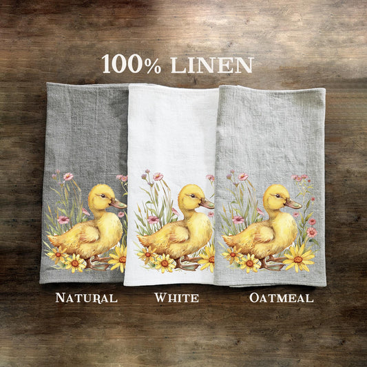Duck Tea Towel in linen, Farm hand Towels Tea in linen,  pets Dish Towel  Kitchen Décor Tea Towel in linen