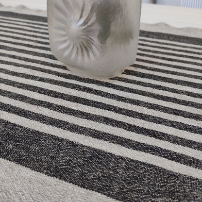 Linen runner - french sack linen. Grey blue striped Rustic linen Cottage farmhouse coutry style linen. Stonewashed. 100% linen Burlap