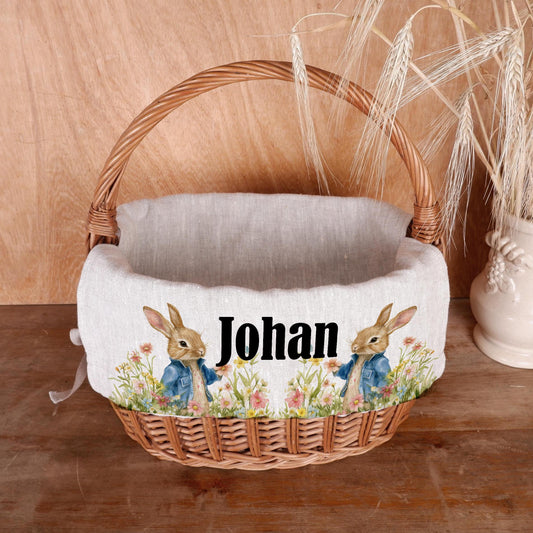 Bunny Basket Liner with monogram - Customized Easter Basket Liner  - Personalized Girl or Boy  Easter Basket Liner Rabbit